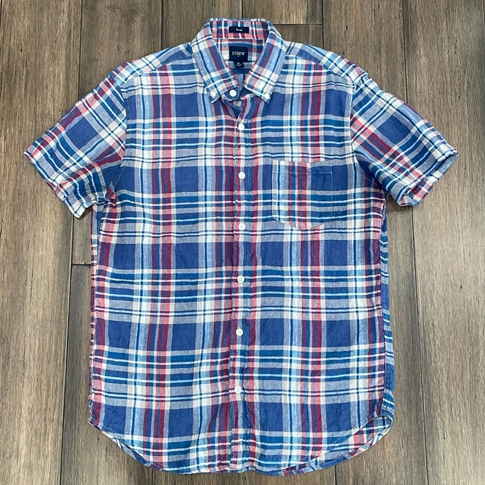 J. Crew Short Sleeve Linen Button Down Shirt